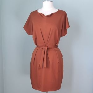 Caramel tie waist dress